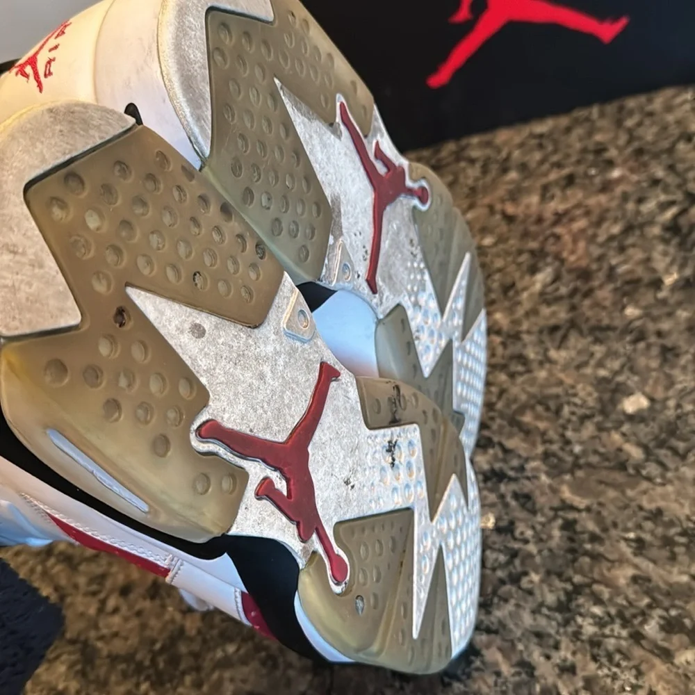 Air Jordan retro 6 Carmine Red and White Sneakers EUC 10.5